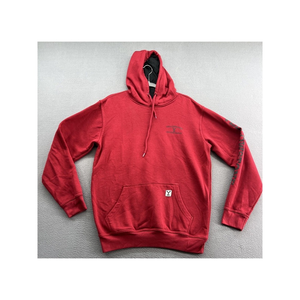 Yellowstone Sweatshirt Hoodie Mens Sz S Red Dutton Ranch Graphic Sleeve Pullover